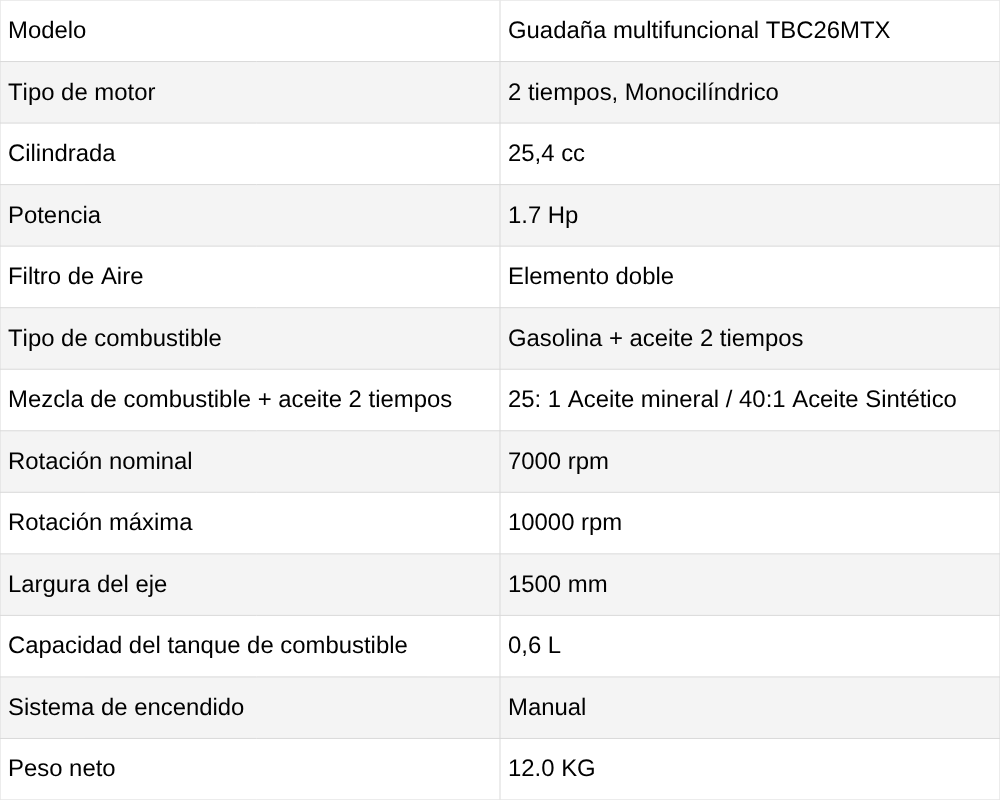 GUADAÑA MULTIFUNCIONAL TOYAMA - TBC26MTX (MULTIFUNCIONAL)