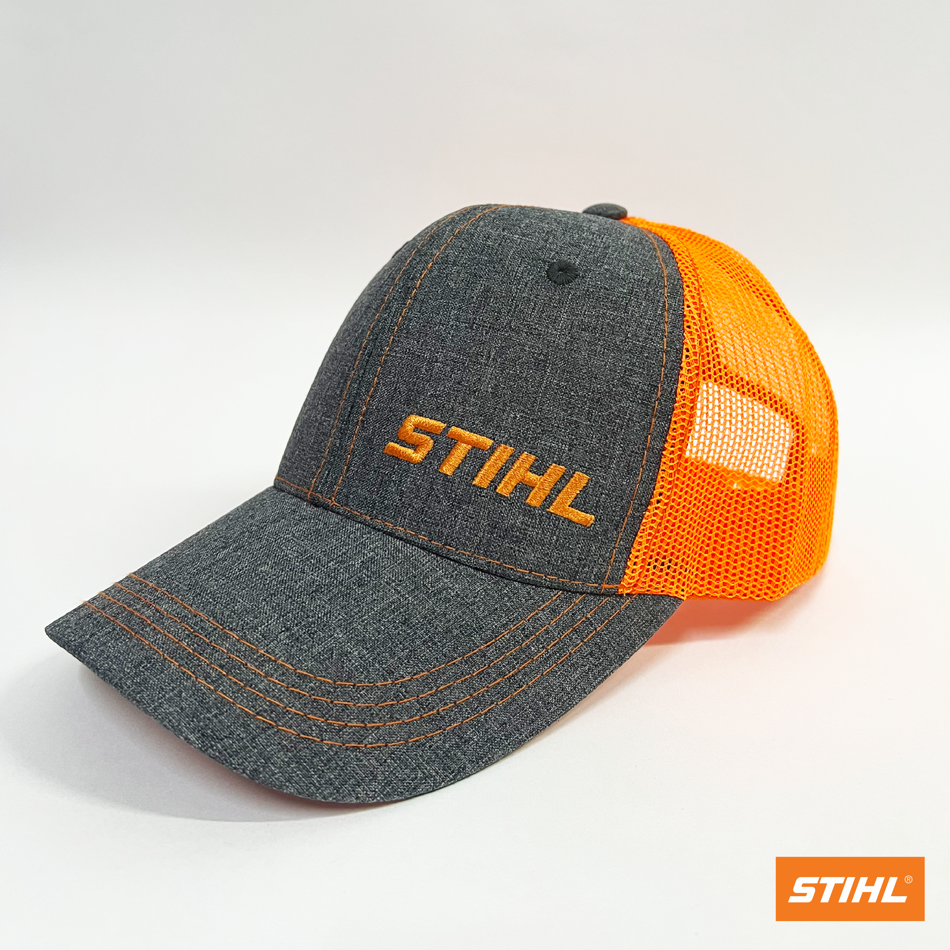 GORRA GRIS LINEAS NARANJAS STIHL - ORIGINAL