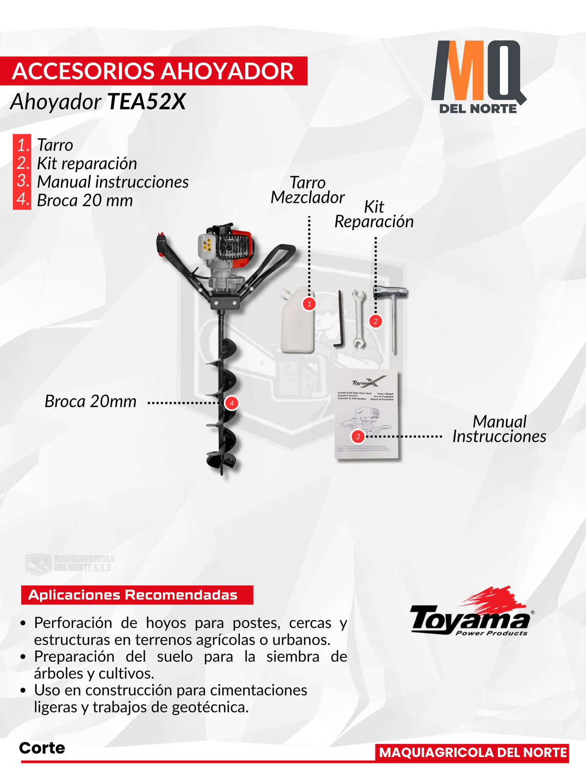 PERFORADORA DE TIERRA TOYAMA TEA52X-200 Gll