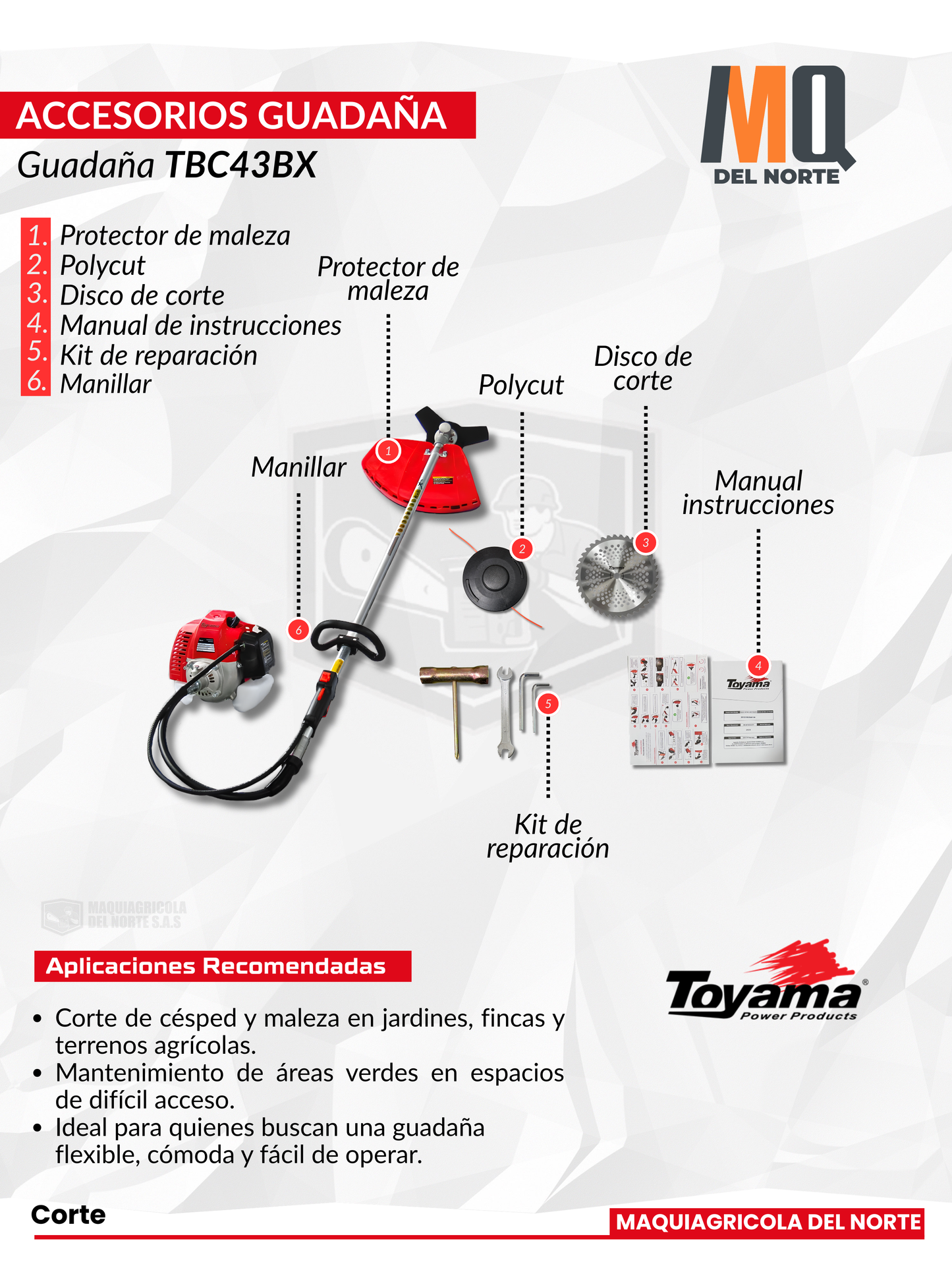 GUADAÑADORA DE ESPALDA TOYAMA - TBC43BX