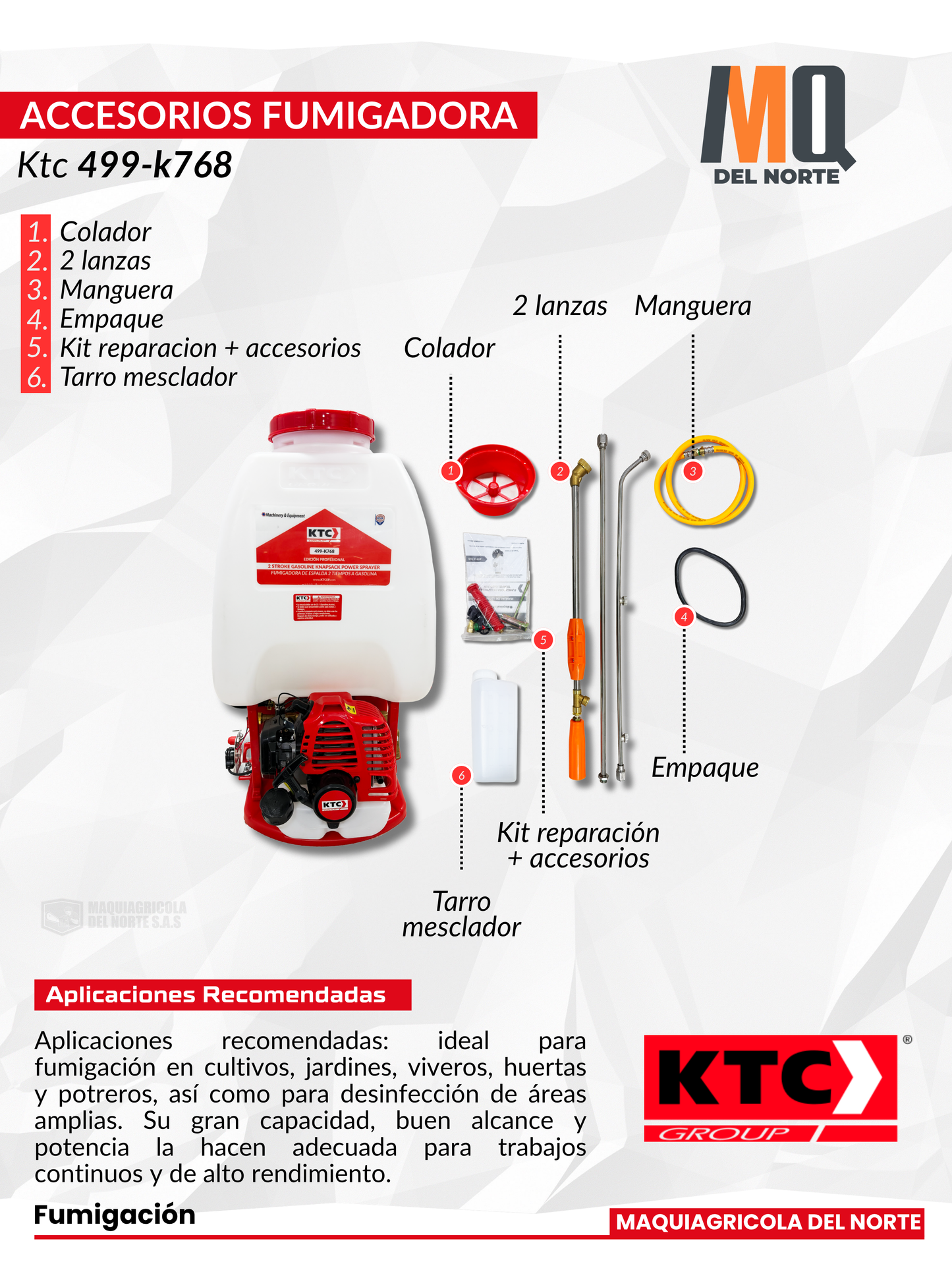 Fumigadora de Espalda KTC 1.5Hp 26cc 499-K768